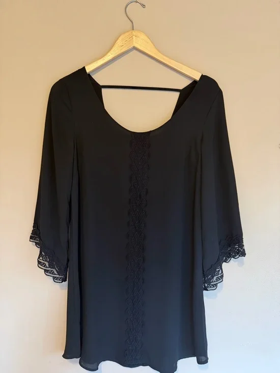 ASTR Black Lace-Trim Swim Coverup Tunic - Picture 2 of 4